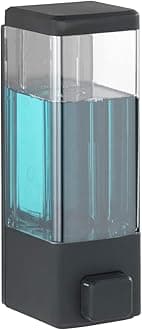 BATH GURU ABS Plastic Liquid Bathroom Soap Dispenser Transparent Shampoo Sanitizer Lotion Gel Dispenser for Bathroom Kitchen 350 Ml Pack of 1 Clear Black