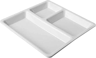 Food-Grade Plastic 3 in 1 Compartments Pav Bhaji Plate Dinner Plates Serving Plates White Set of 24