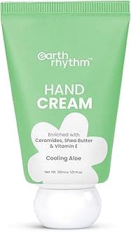Earth Rhythm Hand Cream - Cooling Aloe for Dry & Rough Hand Intense Moisturization Non Greasy , Fast Absorbing, Moisturizes, Enriched with Ceramides , Shea Butter, Cacao Seed Butter for Men & Women - 30ml
