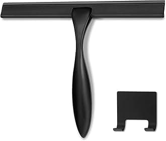 All-Purpose Shower Squeegee for Shower Doors, Bathroom, Window and Car Glass - Black, Stainless Steel, 10 Inches