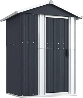Garden Shed Anthracite in Galvanised Steel by vidaXL - Spacious Outdoor Storage Solution for Garden Tools and Pool Accessories
