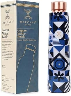 PURE COPPER WATER BOTTLE - Experience the Benefits of Pure Copper Water Bottle with Fewer Seals, Leak-Proof (32oz)
