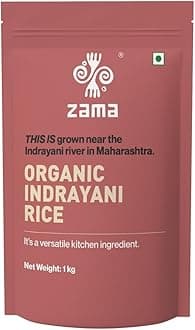Zama Organics Indrayani Rice 1kg | | Premium, Aromatic Grain | Gluten-Free, Easy to Digest | Rich in Nutrients | Ideal for Traditional Dishes | Grown by Farmers in Maharashtra