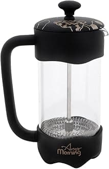 Any Morning French Press Coffee and Tea Maker, Borosilicate Glass Coffee Press, Stainless Steel Filter, Durable and Heat Resistant, Silver (350 ml, 11 oz)