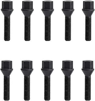 KSP M14x1.25 Lug Bolts for I3 I8 M2 M4 F80 X2 X4 X6, Conical Seat Extended 45mm Shank Hex 17mm Black Dacromet Wheel Studs Compatible with BMW Mini, Package of 10PCS