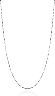 Solid 925 Sterling Silver Italian 1mm Box Chain Necklace for Women Men, Made in Italy