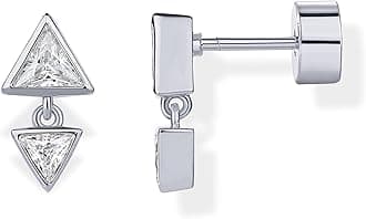 PAVOI 14K Gold Plated Sentimental Dangle Flat Back Earrings for Women | Helix and Cartilage Pearl Cluster Triangle Lotus Pear Marquise Cubic Zirconia Screw Back Earring Pair