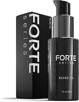 Forte Series Premium Beard Oil with Hydrating Oils and Vitamin E for Soft, Healthy Facial Hair, Black