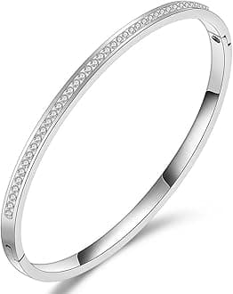 Shining Diva Fashion 18K Gold Plated Stainless Steel Openable Crystal Bracelet | Cuff Bangle | Friendship Couple Wedding Gifts for Mother Sister Wife Girlfriend | Anti Tarnish Jewellery