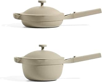 Mini Cookware Duo | 6-Piece Ceramic Cookware Set with Mini Always Pan & Mini Perfect Pot | Induction & Oven Safe up to 450°F | Nonstick, PFAS-Free Non-Toxic Cookware | Steam