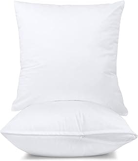 Utopia Bedding Waterproof Throw Pillow Protectors (No Pillow Inserts) with Zipper 20 x 20 Inches (2 Pack, White), Bed Bug Proof Outdoor Bed Couch Decorative Pillow Encasement Covers