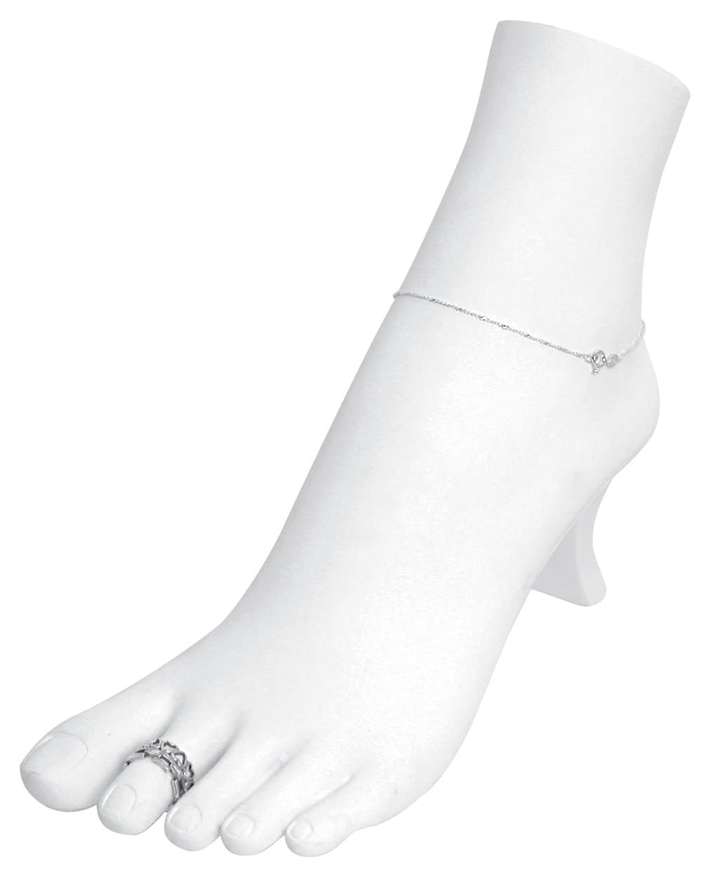 White Polystyrene Toe Ring Chain Ankle Bracelet Foot Display Storage Showcase Stand