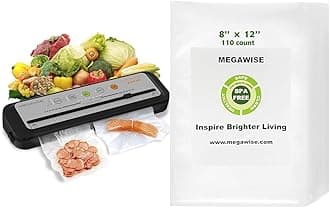 2023 Updated MEGAWISE Vacuum Sealer Machine Bundle with 110 Count 8''x12'' BPA Free Vacuum Bags