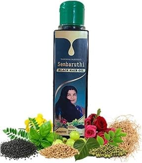 Sembaruthi Herbal Black Hair Oil for Men & Women with Ayurvedic herbs of Amla, Henna, Hibiscus & Bhringraj Oil | Paraben free | 500ml