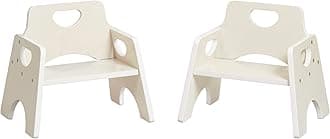 ECR4Kids Stackable Wooden Toddler Chair, 6in, Kids Furniture, White Wash, 2-Pack