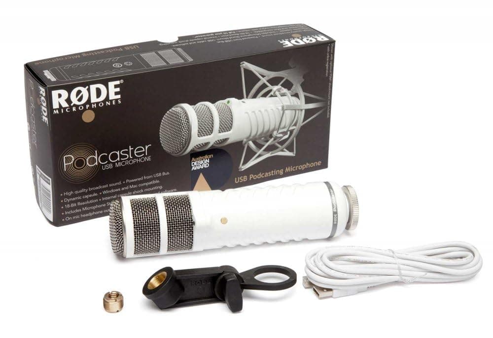 Podcaster Dynamic Large-Diaphragm Microphone With Usb Connection For Mac And Pc, White