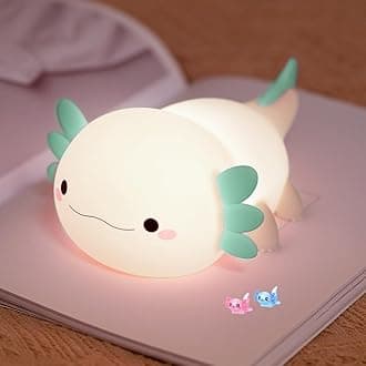 Cute Axolotl Night Light for Kids Bedroom, Animal Silicone Nursery Night Lamp Touch Control Nightlights USB Rechargeable Bedside Lamp for Baby Children Toddlers Girls Gift (Green Axolotl)