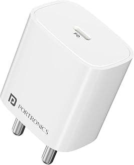 - Portronics Adapto 25 Plus 25W Type C PD Superfast Slim Mobile Charging Adaptor,GaN Technology,Compatible with iPhone 16/15/14/13/12/11 Pro,Max Series, Samsung Galaxy S/A/M/F & Other Type C Devices