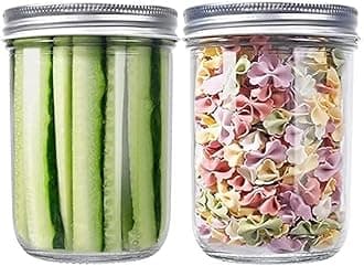 Ash & Roh® - Clear Glass Jar And Container With Air Tight Lid Storage of Spices and Dry Fruit (500 ML WHITE CANNING, 2)