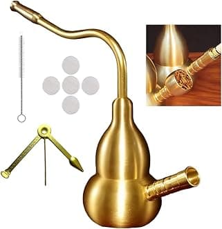 Mini Gold Hookah Set, Gourd-Shaped Detachable Shisha Hookah Kit with Cleaning Brush, 3-in-1 Scraper, 5 Stainless Steel Filters – Portable Water Pipe for Tobacco Use