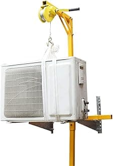 Gdrasuya10 Lifting Crane Tool for Air Conditioner, Stainless Steel Conditioner Outside Installation Bracket Crane Lift Folding Self-Locking Manual Winch (10M)