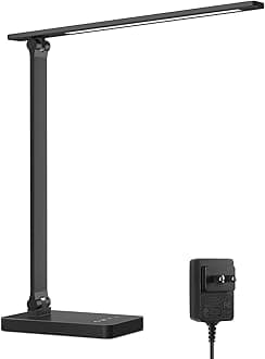 Lepro LED Desk Lamp for Home Office, 9.5W 750LM Metal Touch Control Desk Light, 5 Color Modes 5 Brightness Level, Eye Caring Task Lamp For Reading, Sewing, Crafts, School Supplies, Puzzle Light, Black