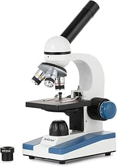 AmScope 40X-1000X All Metal Optical Glass Lens Cordless LED Student Biology Compound Microscope