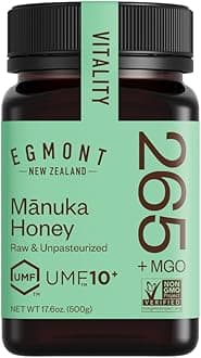 Egmont Honey MGO 265+ / UMF 10+ - NON-GMO, Kosher, Recycled plastic jar, Traceable 100% Pure & Raw Authentic New Zealand Honey (500g)