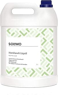 Amazon Brand - Solimo Handwash Liquid Refill Can, Neem & Aloe - 5 Litre | Antibacterial germ-protect | Advanced Disinfection Formula| pH Balanced