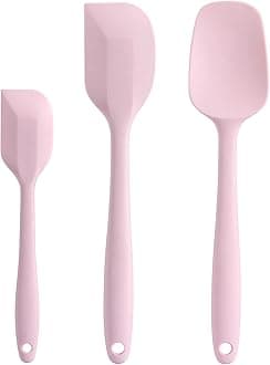 Silicone Spatula Set - Rubber Spatula - 600°F Heat Resistant Baking Spoon & Spatulas (Pink)