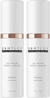 DRMTLGY Acne Spot Treatment and Cystic Acne Treatment. Acne Serum with Micronized Benzoyl Peroxide 5% and Glycolic Acid. 1.1 oz, 2 pack