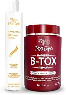 Ravenna Hair Treatment Kit- 1kg/35.2 oz B-tox Hair Mask + 300ml/10.1 fl.oz Anti-Residue Shampoo- Repair & Clarifying Shampoo for Longer Effect