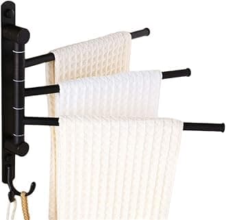 ELLO&ALLO Oil Rubbed Bronze Swing Out Towel Racks for Bathroom Holder Wall Mounted Towel Bars with Hooks 3-Arm