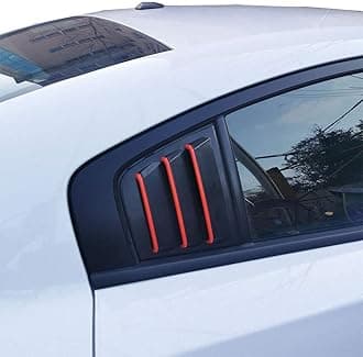 Side Window Louvers Air Vent Scoop Shades Cover Blinds ABS for Dodge Charger 2011-2021 (Red line)