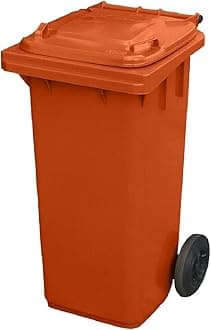 Orange 120 ltr Wheelie Bin - Half Size Household Wheelie Bin (For Many Councils) - Tough & Durable - For All Your Outdoor Rubbish & Recycling - EN840 Certified & Tested