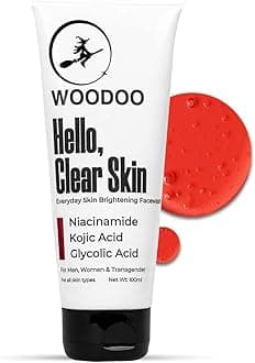Woo.d.oo.. Hello Clear Skin Facewash | 1% Salicylic Acid | Kojic Acid | Niacinamide | Everyday Brightening Facewash | Helps Reduce Acne | Blackheads | Whiteheads | Pigmentation and | Milia | 3.38 Floz