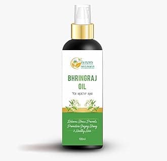 Bhringraj Oil for Hair Growth Organic Ayurvedic Herbal Hair Oil with Bhringraj, Amla, Aloe Vera, Sesame & Curry Leaf Reduces Hair Fall, No Silicones or Parabens 6.76 Fl Oz