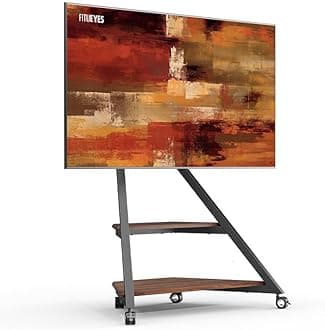 Design Corner TV Stand for 55-88inch TV, Rolling TV Stand with Wheels and Storage Shelf, Modern Floor TV Cart Black and Walnut, Eiffel Series