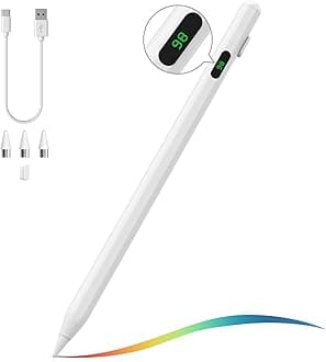 MoKo Stylus Pen for Touch Screen, Active Universal Stylus Compatible with iPad/iPhone/Samsung (Non-S Pen) and Other iOS/Android Capacitive Screen Phone & Tablet, Tablet Pencil Not for Windows, White