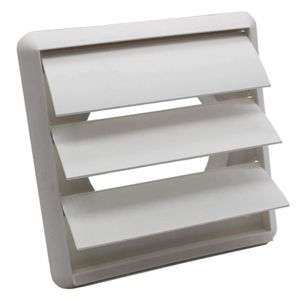Kair White 100mm Gravity Wall Vent Grille - 99.5mm / 4 Inch Round Rear Spigot & 155mm Front Cover - Backdraught Prevention Shutter Flaps