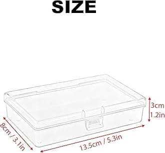 LJY 12 Pieces Rectangular Empty Mini Clear Plastic Organizer Storage Box Containers with Hinged Lids (5.3 x 3.1 x 1.2 inch, Transparent)