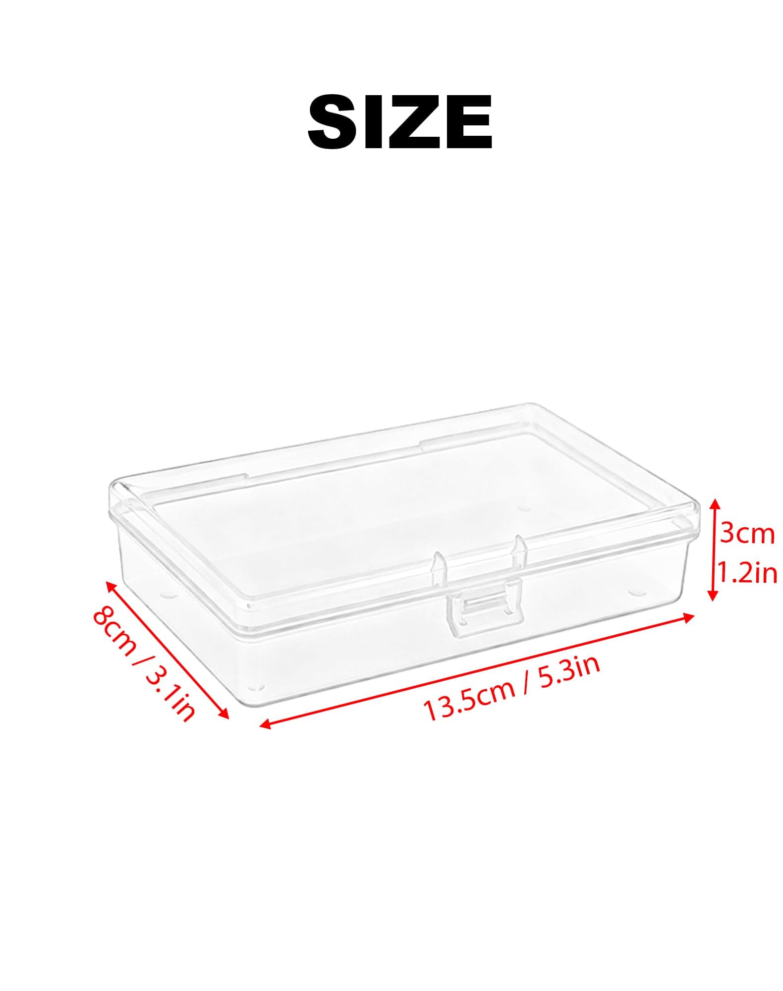 LJY 12 Pieces Rectangular Empty Mini Clear Plastic Organizer Storage Box Containers with Hinged Lids (5.3 x 3.1 x 1.2 inch, Transparent)