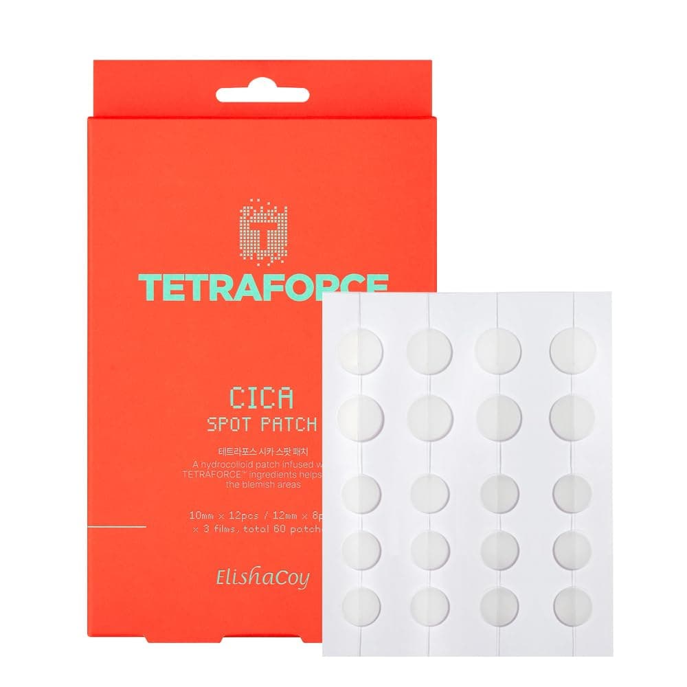 Elishacoy | TETRAFORCE Cica Spot Patch (60 Dots) X 3ea Hydrocolloid Acne Patch for Blemish Care, Invisible Thin Cover, Soothing Cica Complex, Makeup-Friendly, For Acne-Prone & Sensitive Skin