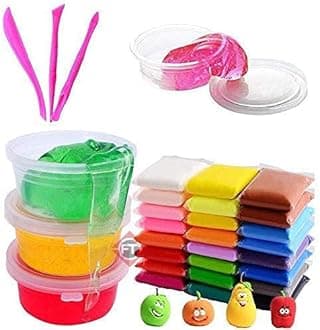 Firstly T DIY Multicolor Scented Magical Slimy Slime Gel Jelly Set Kit Air Dry Magic Crystal Clay Putty Toy Kit for Girls Boys Kids Slime with Glitter | Charms | Glitter Set (3 Slime+ 12 Clay)