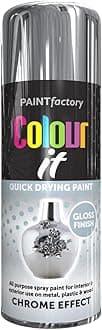 2 x All Purpose Chrome Effect Aerosol Spray Paint 400ml Quick Drying Spray,Fast Dry and Excellent Coverage for Metal, Wood, Plastic and More