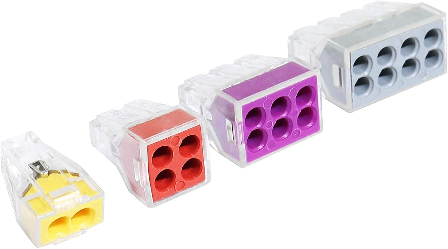 Push-in Wire Connector Wall-Nut 2/4/6/8 Port Conductor Combination Assortment Pack for Junction Boxes, Non-Twist Connector for Solid, Stranded, and Tin Bonded Wire 40 Pack