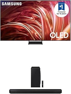 SAMSUNG 65-Inch Class OLED 4K S85D Series HDR Smart TV w/Dolby Atmos (QN65S85D, 2024 Model) Q800D 5.1.2ch Soundbar w/Wireless Dolby Atmos Audio, Q-Symphony, SpaceFit Sound Pro
