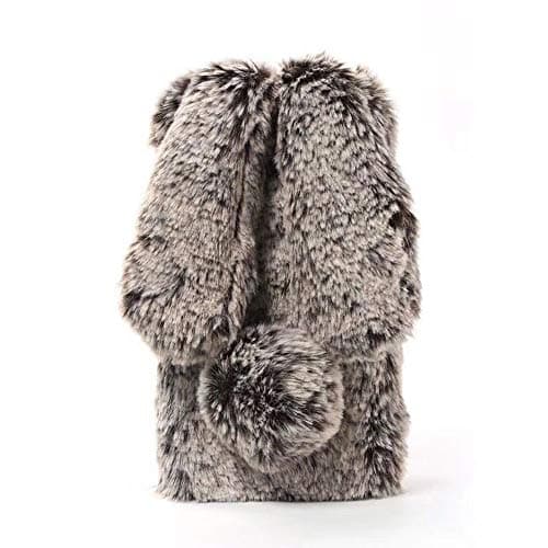 Galaxy Note 8 Case,Shinetop Luxury Bling Diamond Soft Warm Fluffy Rabbit Fur Case Winter Handmade Bunny Hair Plush with Crystal Cute Bowknot Protective Cover for Samsung Galaxy Note 8 (2017)-Brown