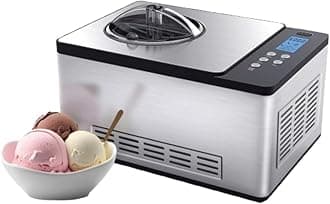 Whynter Ice Cream Maker Machine & Yogurt Automatic 2 Qt. with Built-In Compressor, LCD Digital Display & Timer, No Pre-Freezing, ICM-220SSY, Stainless Steel