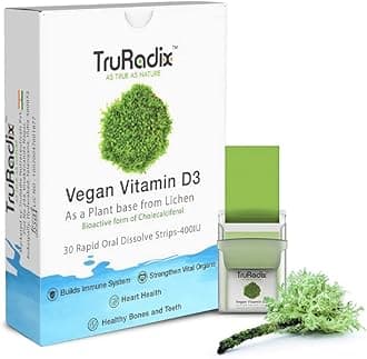 TruRadix Nutrition Vitamin D3 Dissolving Strips – 30 Count 400IU Oral Vitamin Supplement Strips – Naturally Plant-Based D3 Vitamin Formula – Vegan Immune Support Supplement – Fast Absorption